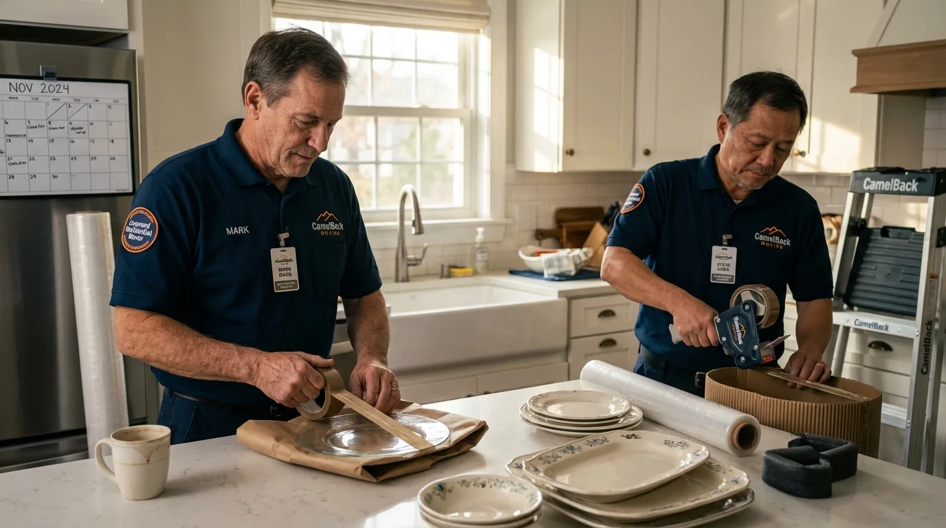 Professional crew packing kitchen dishware in Woodbridge, NJ